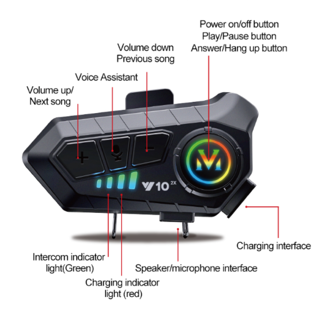 Intercomunicador para Casco Y10-2X BT v5.3