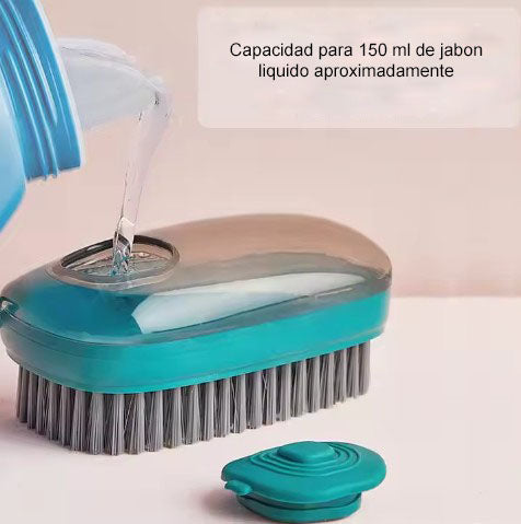 Cepillo multiusos con dispensador de jabon